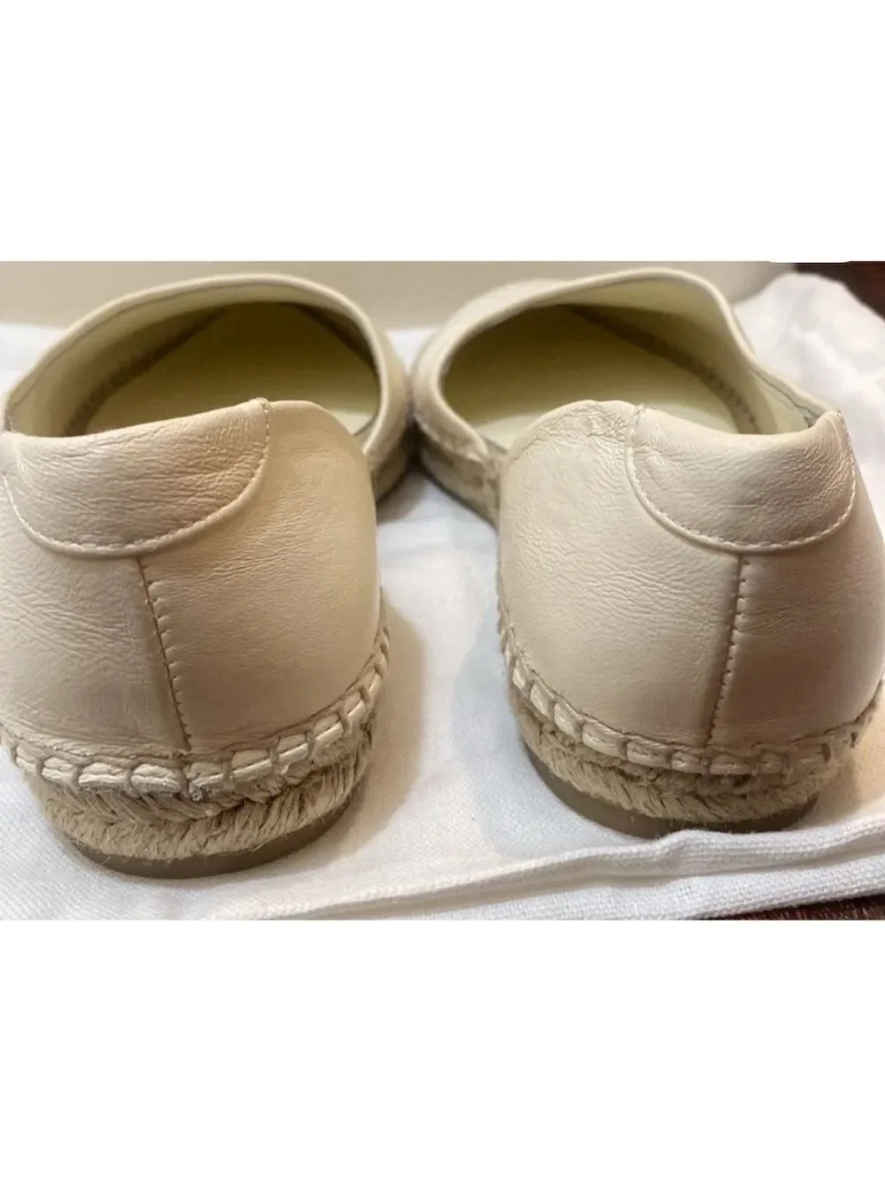 New Vince Tita Leather D'Orsay Espadrilles Beige 8.5